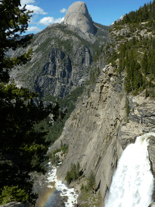 It's eye-popping Yosemite landmarks galore from the Panorama Trail. Here's a view of Half Dome and Illilouette Fall.