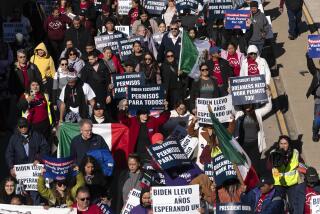 Immigrants who have been in the U.S. for years, rally asking for work permits for Deferred Action for Childhood Arrivals (DACA), and Temporary Protected Status (TPS), programs at Franklin Park in Washington, Tuesday, Nov. 14, 2023. (AP Photo/Jose Luis Magana)