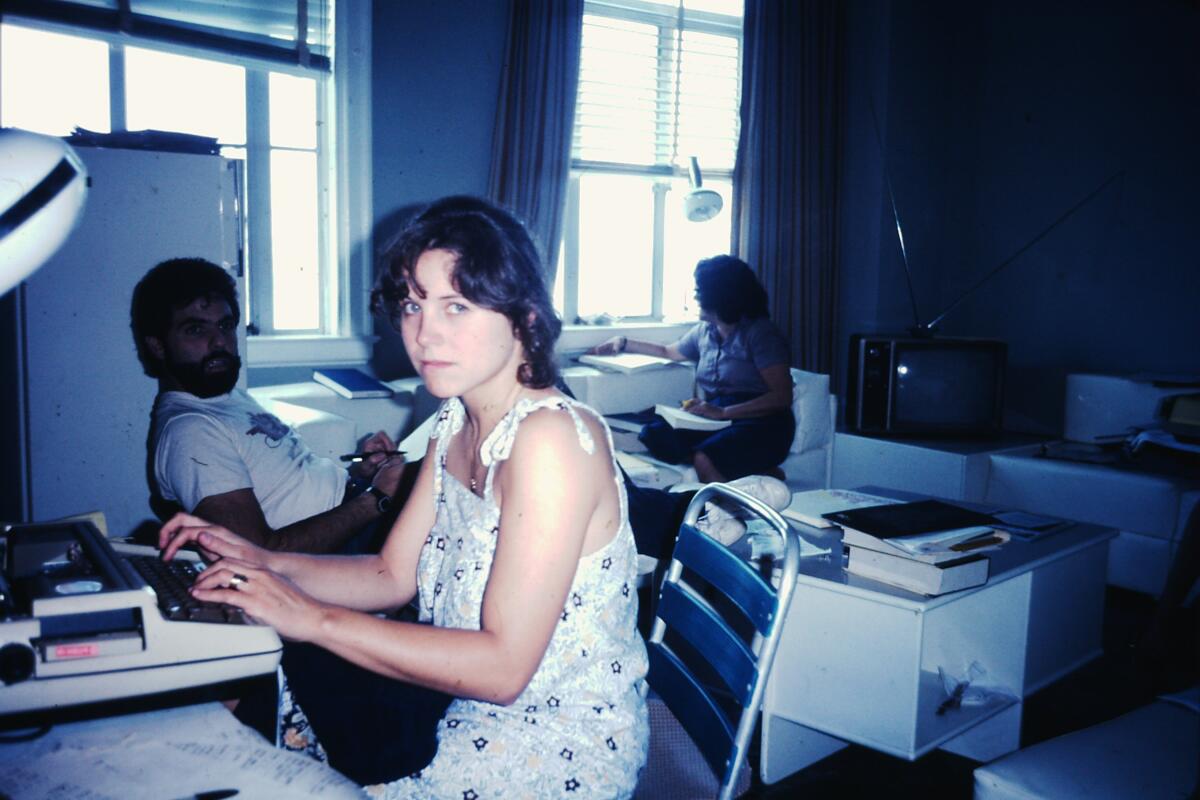Katie Couric working under deadline in Havana working with CNN in 1982. 