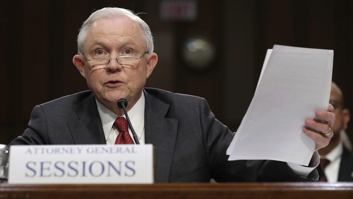 Atty. Gen. Jeff Sessions testifies before the Senate Intelligence Committee.