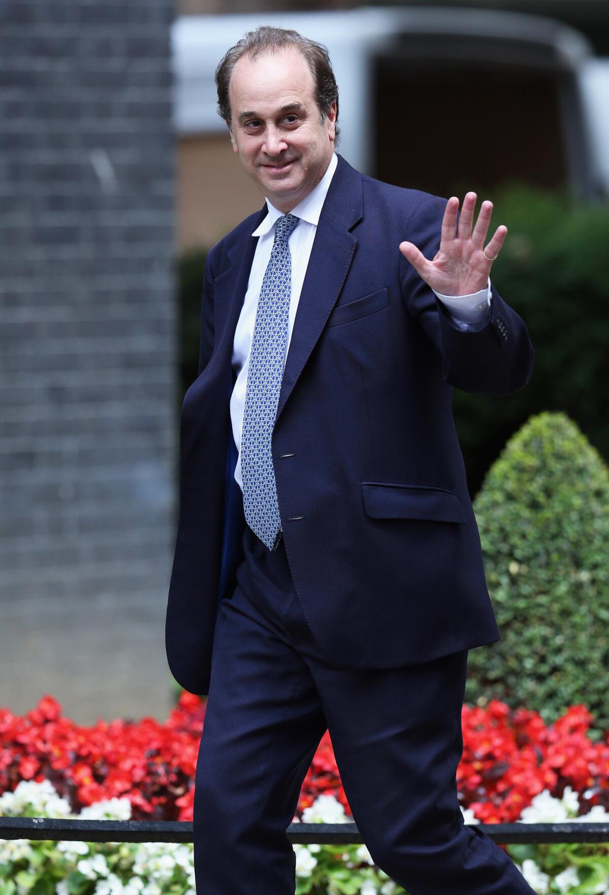 Brooks Newmark, shown in a July 15 photo, resigned from the Cabinet of British Prime Minister David Cameron after being ensnared in a sexting scandal revealed by Britain's Sunday Mirror.