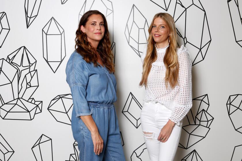 Jewelry designer Maya Brenner, left, and interior designer Sarah Sherman Samuel, in Brenner's Pershing Square studio and showroom, on which they collaborated.