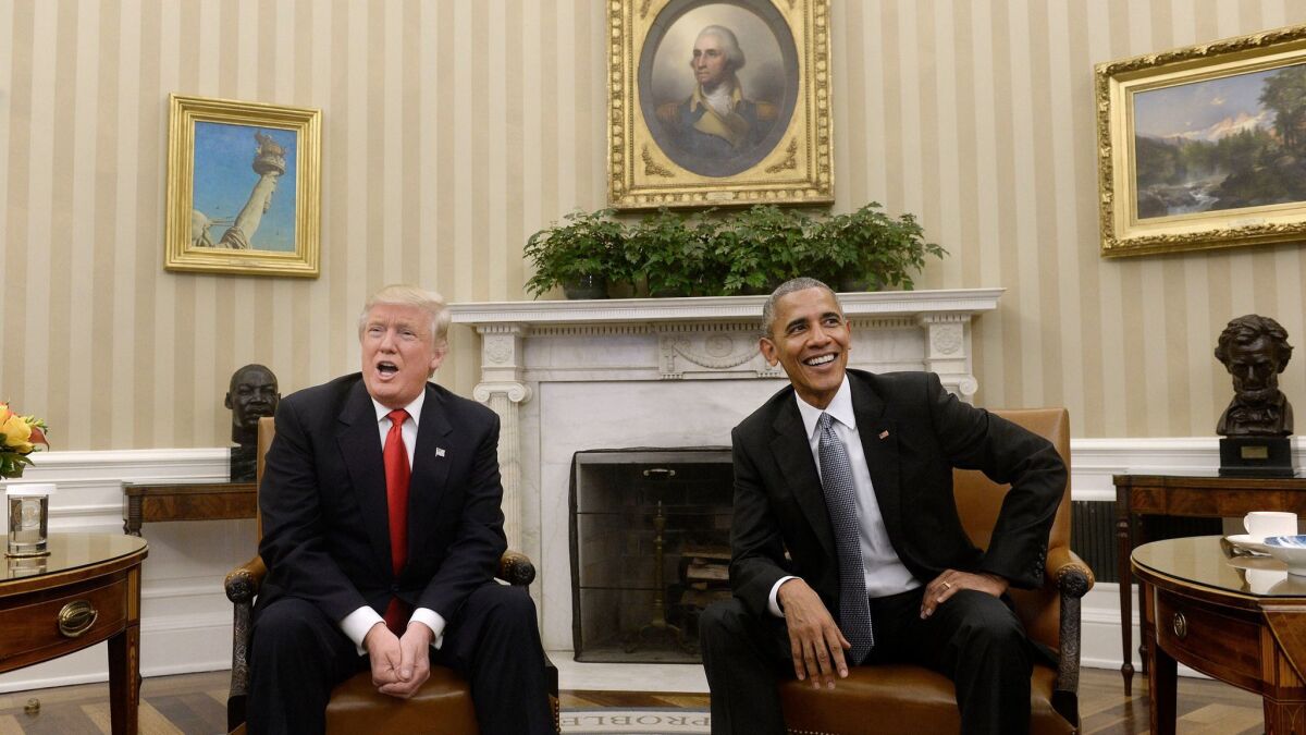 President Obama meets with President-elect Donald Trump. (Olivier Douliery / Tribune News Service)