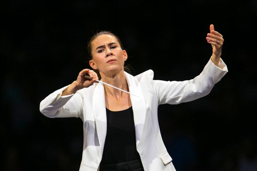 Dudamel fellow Marta Gardolinska conducts the Los Angeles Philharmonic at the Hollywood Bowl on Sept. 9.