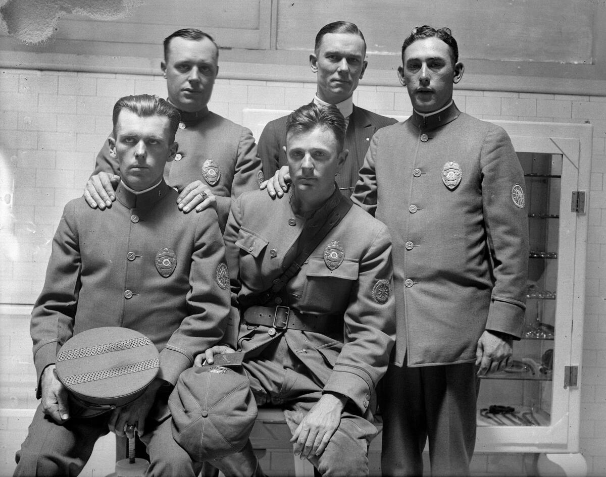 Aug. 22, 1925: Oscar Bayer, sitting on right, next to Bertrand M. Steventon. Standing left to right are Claude R. Weaver, Charles Meyers and Jack A. Stambler.