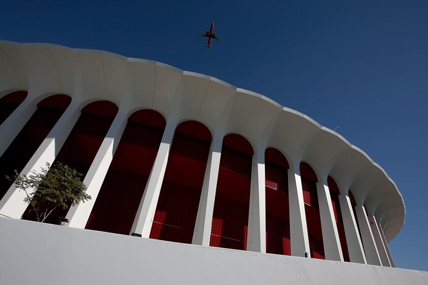 The exterior of the Forum in Inglewood.