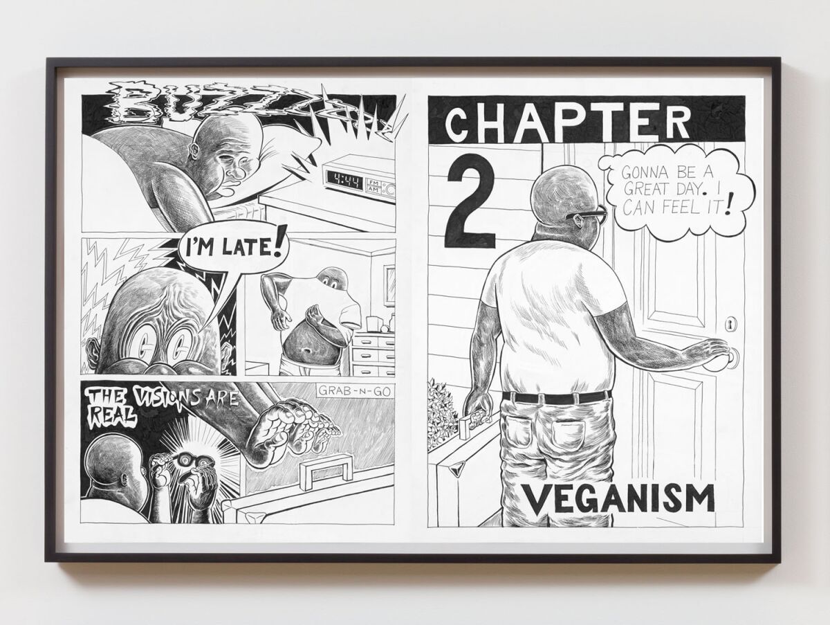 A black-and-white comic strip.