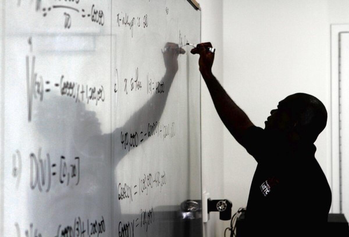 Simpson Rodgers teaches intermediate algebra to students at Los Angeles Trade Tech College. The overburdened community college system is the entry point for thousands of college students each year.