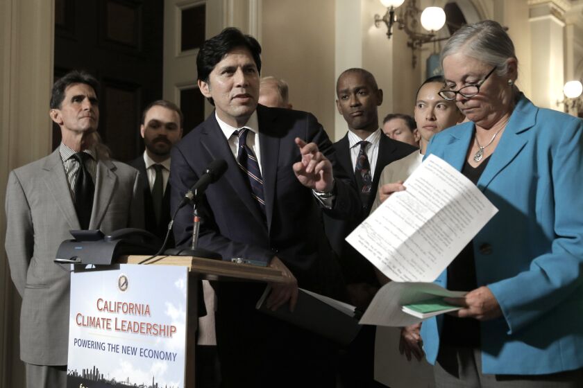 State Senate President Pro Tem Kevin de Leon (D-Los Angeles) answers questions about SB350, which calls for boosting renewable energy use to 50% by 2030.