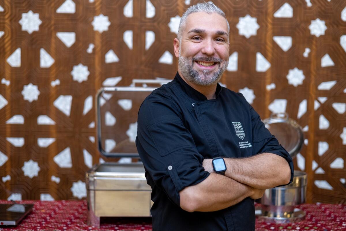 Chef Giulio Caccamo, who prepares three buffet-style meals for the U.S. men's national soccer team in Qatar each day.