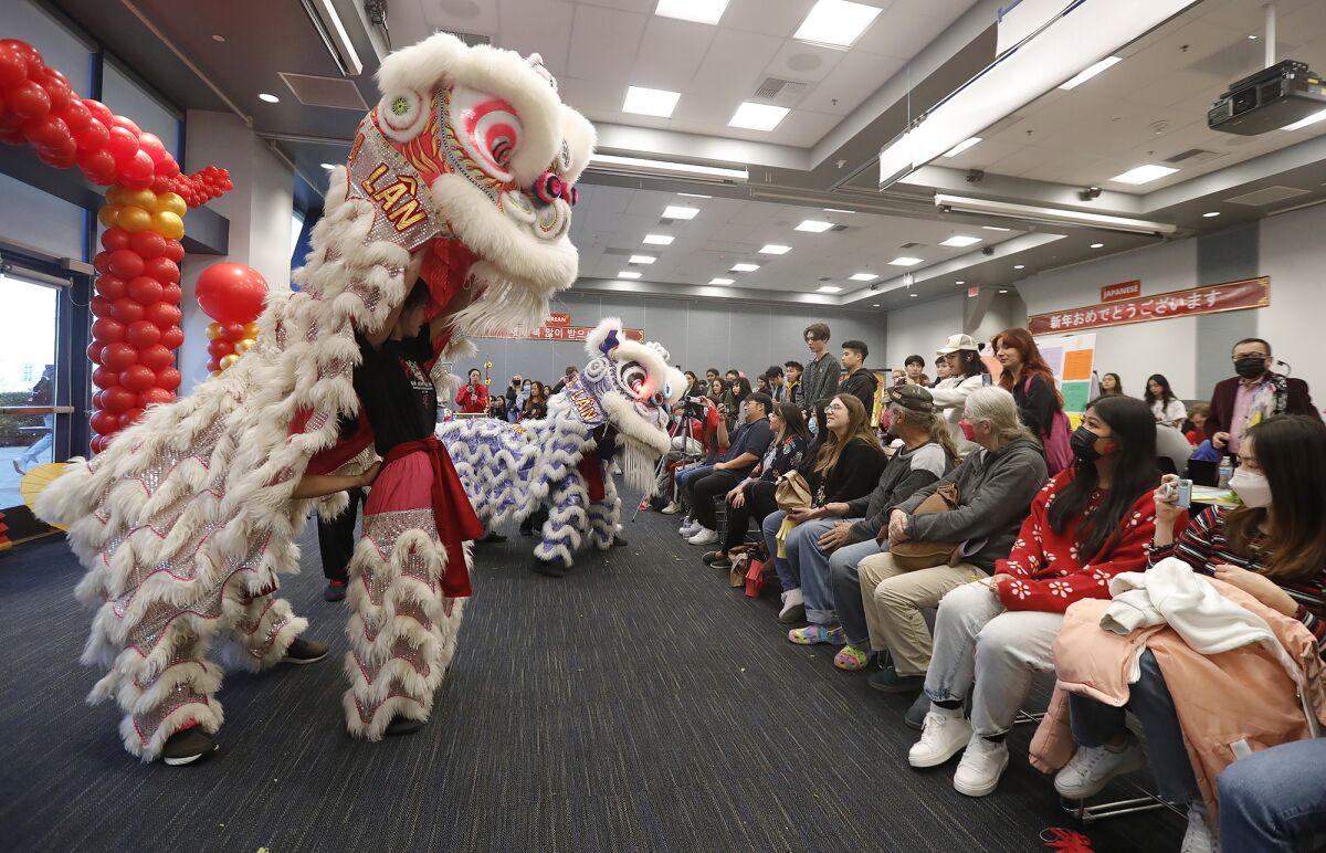 Members of the Chinese Southern Wind lion dance team.