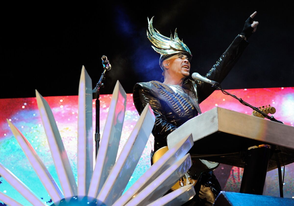Recording artist Luke Steele of Empire of the Sun performs during the Life is Beautiful festival on October 27, 2013 in Las Vegas, Nevada.