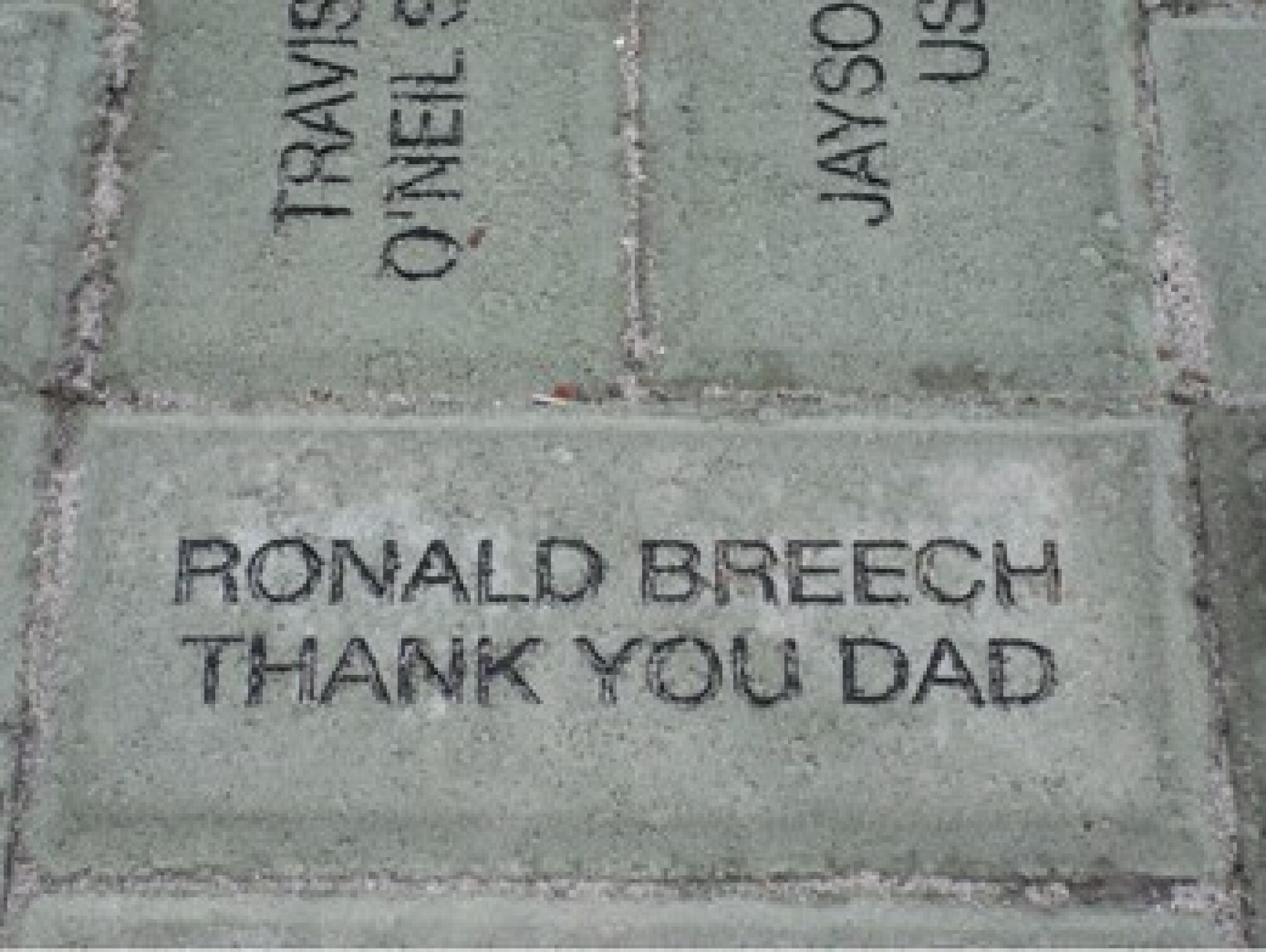 The late Ronald Breech’s brick.