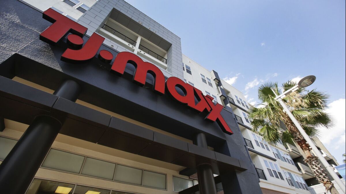 A T.J. Maxx store in a shopping plaza in May 2017 in Orlando, Fla.