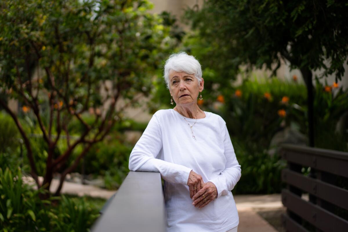 Felice Blair outside of her home in Woodland Hills