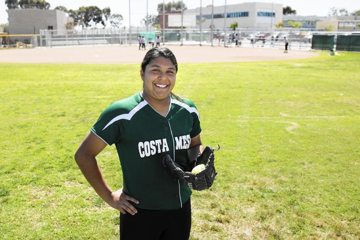 Costa Mesa High freshman Katie Belmontes, the Daily Pilot High School Athlete of the Week, is batting .577 this season, and has seven home runs along with 23 runs batted in.