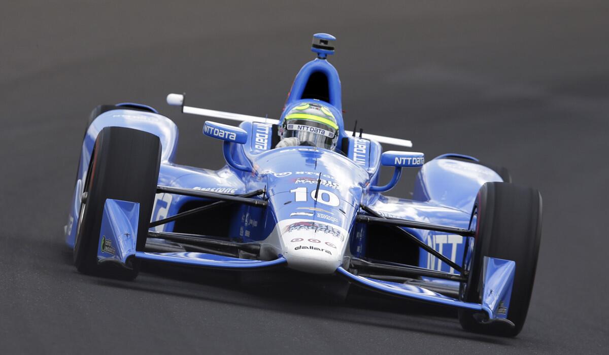 Tony Kanaan drives the first turn during a practice session at Indianapolis Motor Speedway on May 21, the opening day of qualifications for the Indianapolis 500.