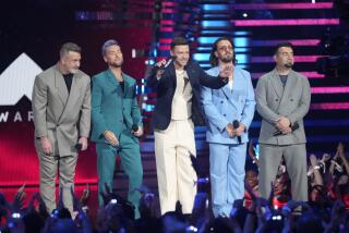 NYSNC's Joey Fatone, Lance Bass, Justin Timberlake, JC Chasez and Chris Kirkpatrick on stage at 2023 MTV Video Music Awards