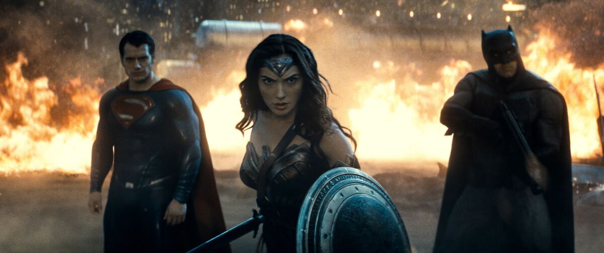 Henry Cavill, left, Gal Gadot and Ben Affleck in "Batman v Superman: Dawn of Justice." (Warner Bros. Pictures / DC Entertainment)