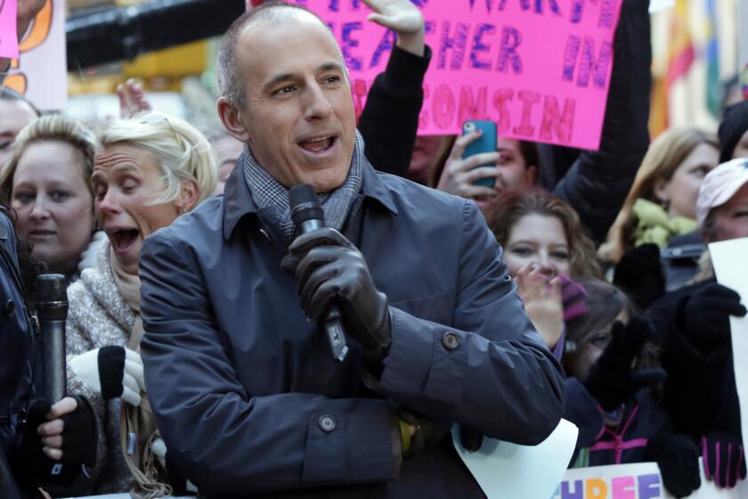 In this Friday, March 29, 2013, file photo, Matt Lauer, co-host of the NBC "Today" television program, appears during a segment of the show in New York's Rockefeller Center.