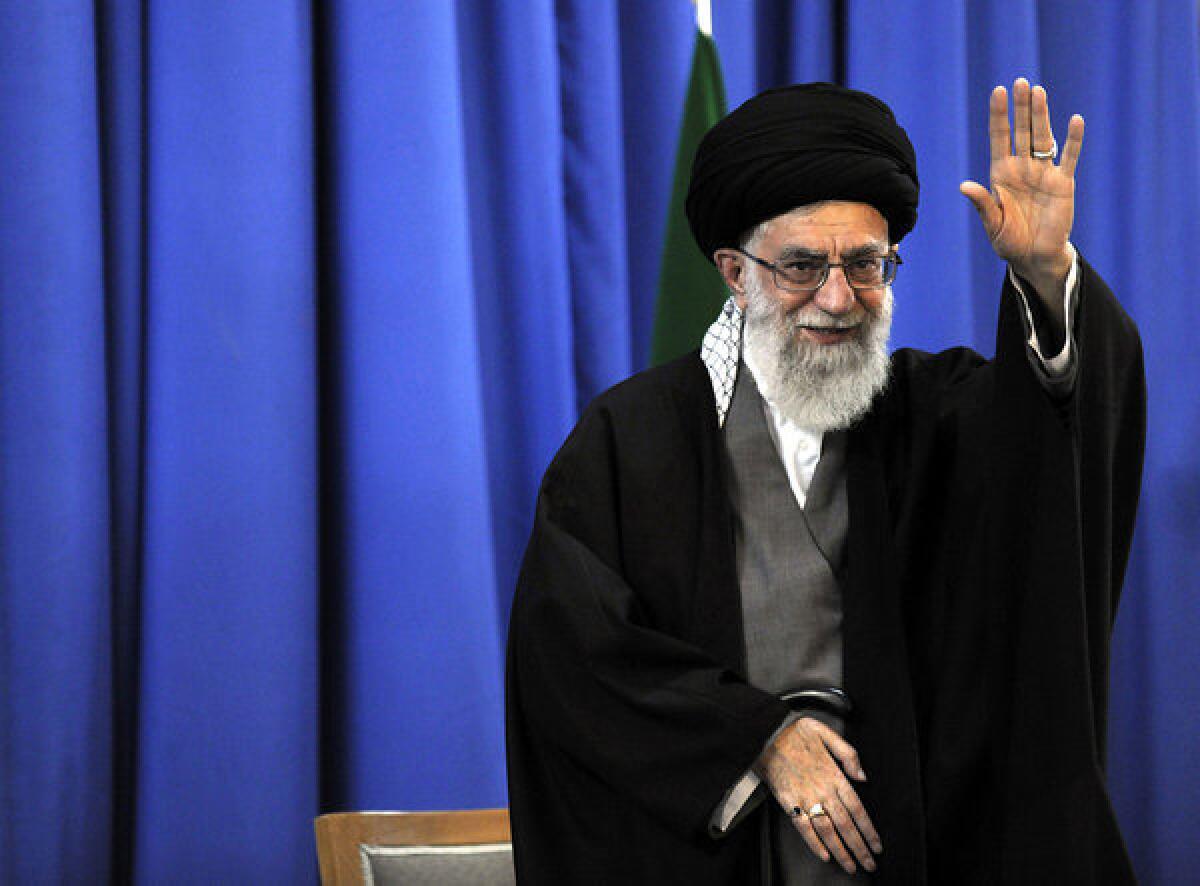 Even though he has expressed doubts about any positive result, Iran's supreme leader, Ayatollah Ali Khamenei, seen in a file photo, has said he is not opposed to U.S. and Iranian diplomats meeting on Tehran's nuclear program.