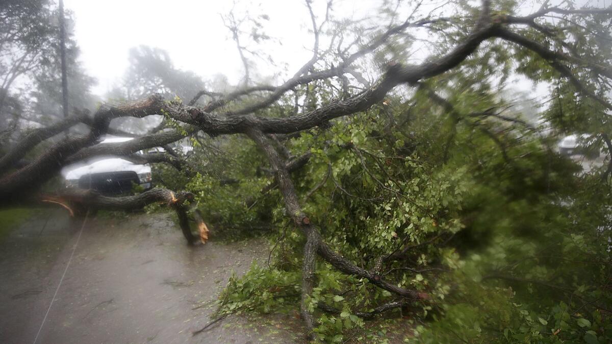 Hurricane Harvey passes through Victoria, Texas, on Saturday morning.