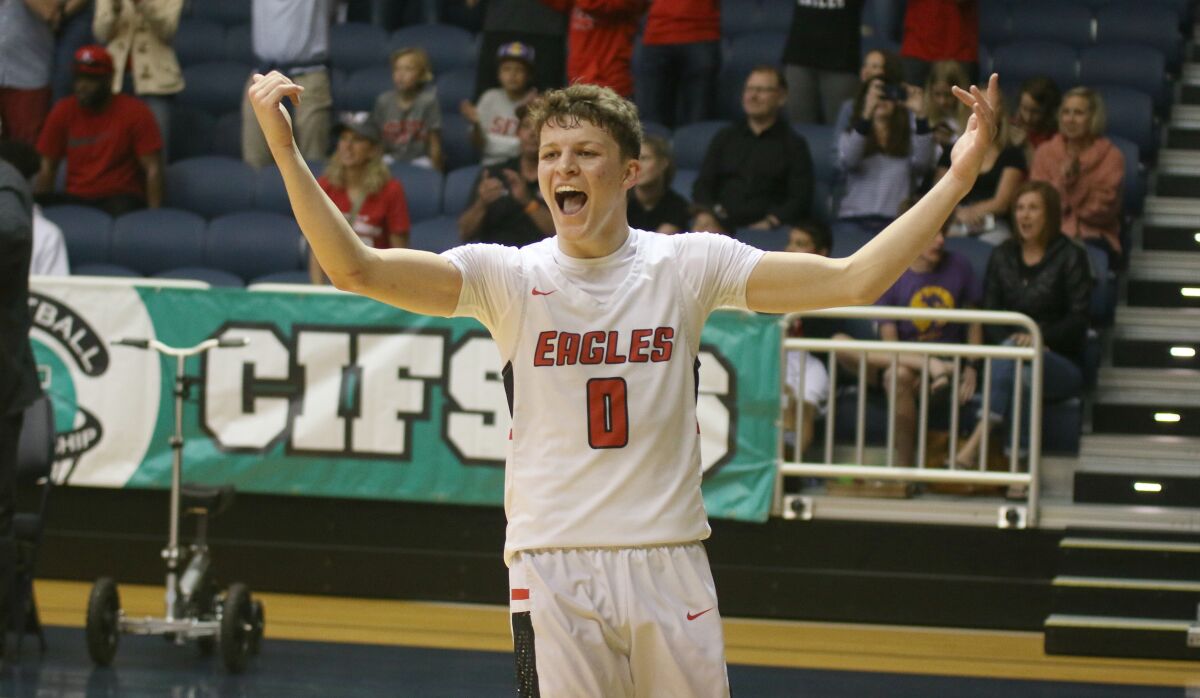 Junior Keatten Smith revels in the Eagles' victory.