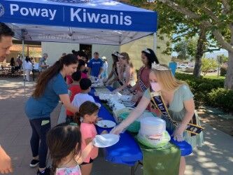 Poway Kiwanis princesses serve pancakes on June 18 at the library.