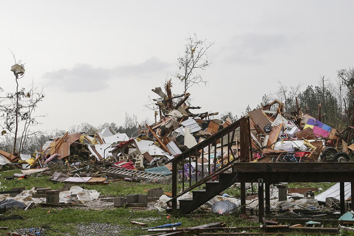 Debris from homes after a tornado.