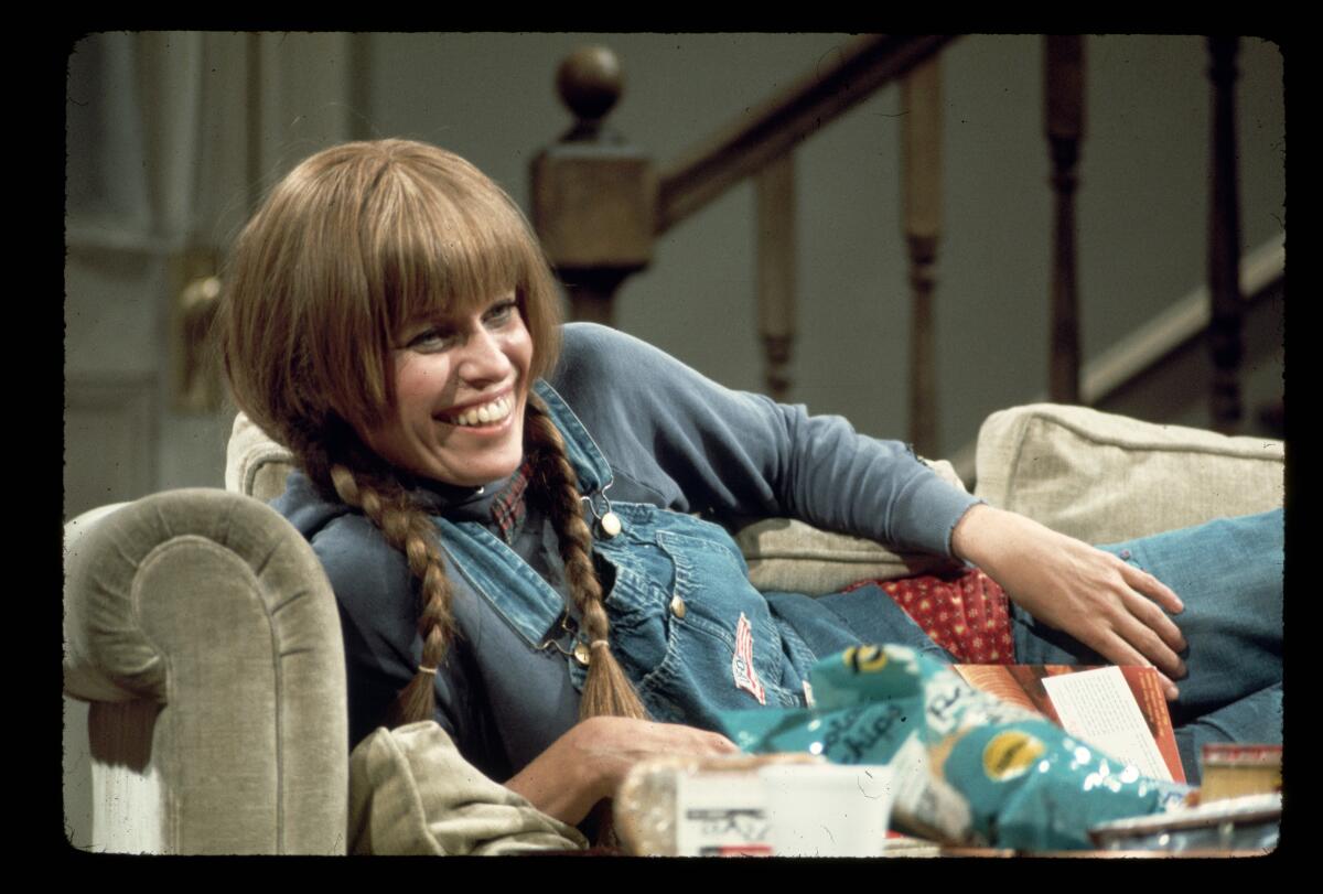 Actress Louise Lasser reclines on the set of "Mary Hartman, Mary Hartman."