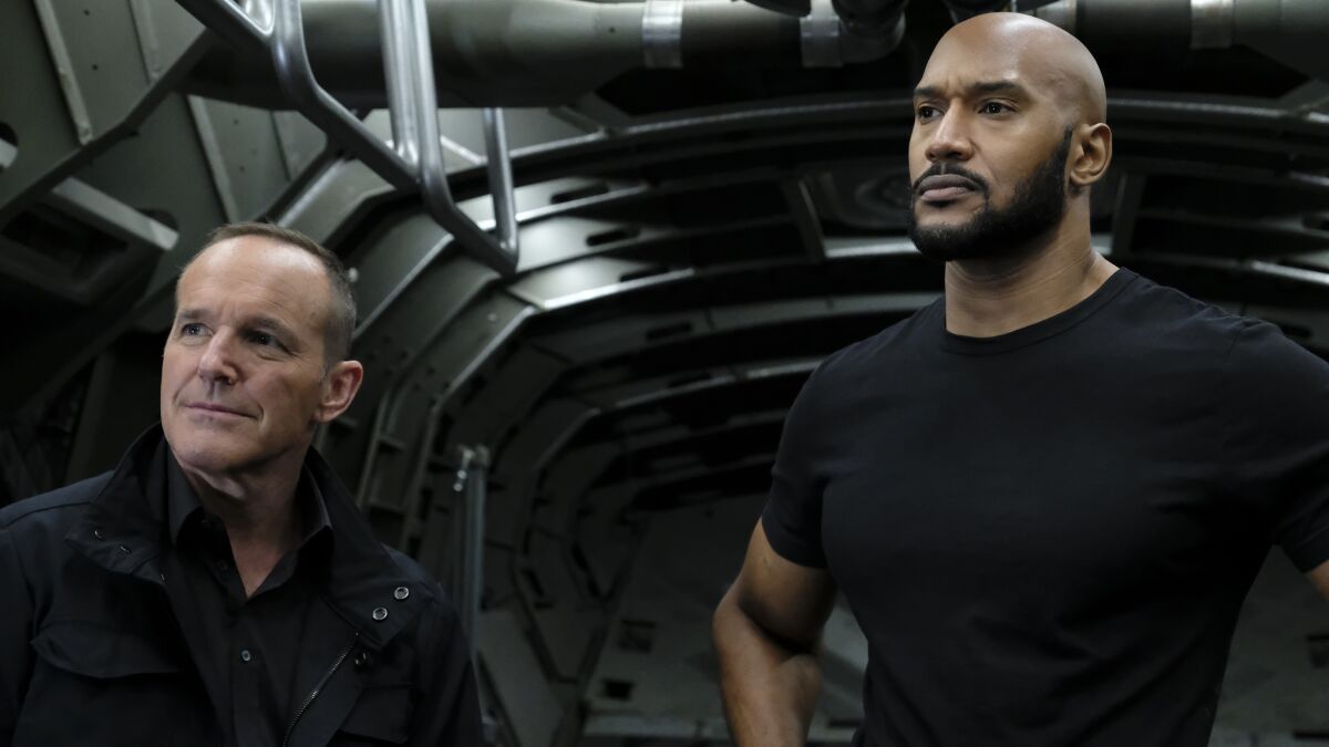 Clark Gregg, left, and Henry Simmons in "Marvel's Agents of S.H.I.E.L.D." on ABC. 