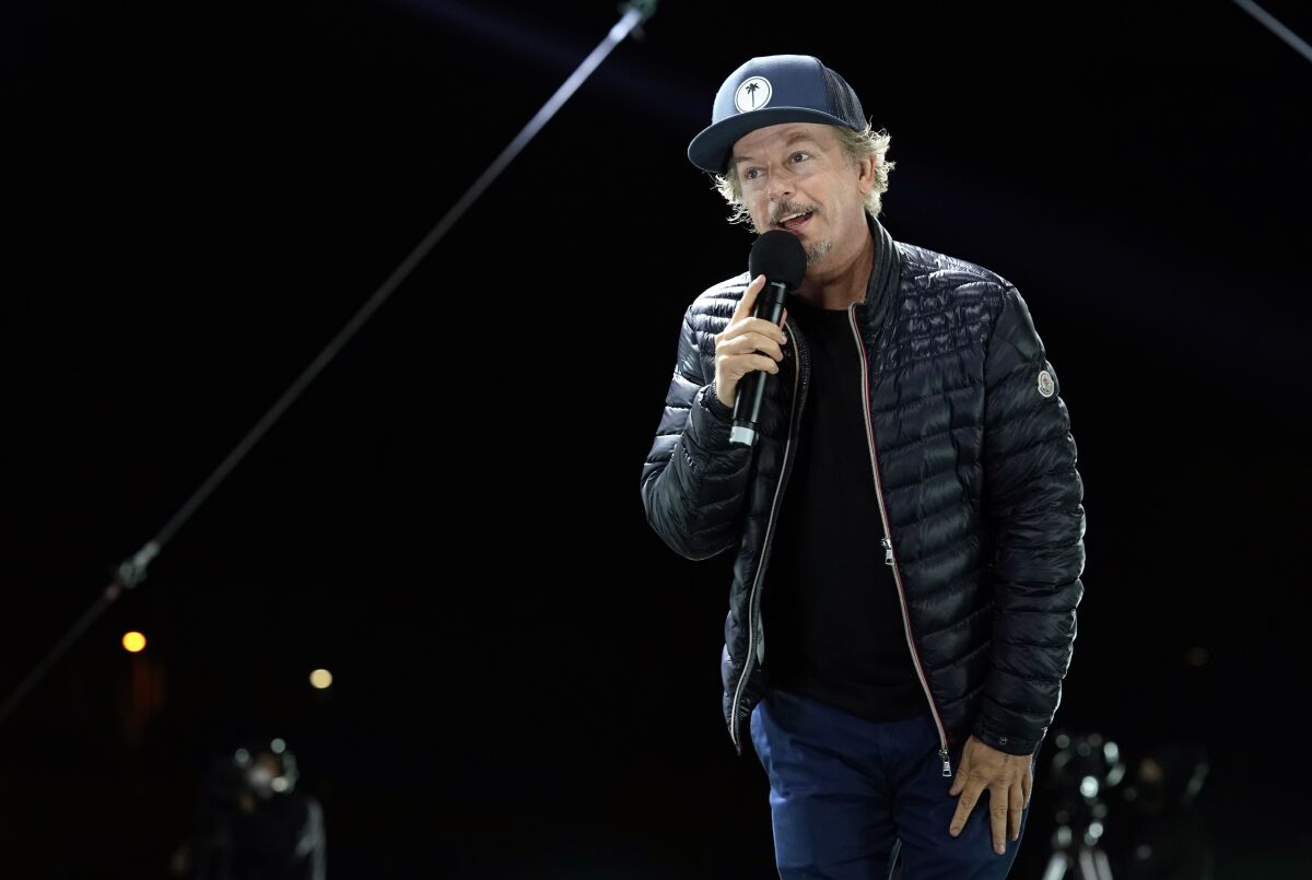 Comedian David Spade performs at "Comedy In Your Car" at the Ventura County Fairgrounds, Friday, Aug. 28. 2020