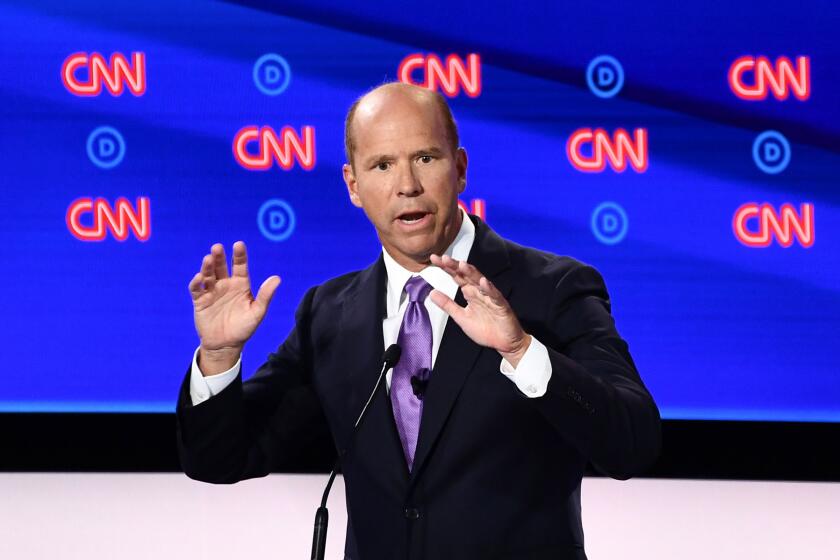Democratic presidential hopeful former US Representative for Maryland's 6th congressional district John Delaney participate in the first round of the second Democratic primary debate of the 2020 presidential campaign season hosted by CNN at the Fox Theatre in Detroit, Michigan on July 30, 2019. (Photo by Brendan Smialowski / AFP) / ALTERNATIVE CROPBRENDAN SMIALOWSKI/AFP/Getty Images ** OUTS - ELSENT, FPG, CM - OUTS * NM, PH, VA if sourced by CT, LA or MoD **