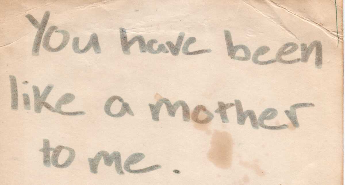Inga still has the now-slightly-moldy handmade Mother's Day card that her son Rory gave her when he was 10.