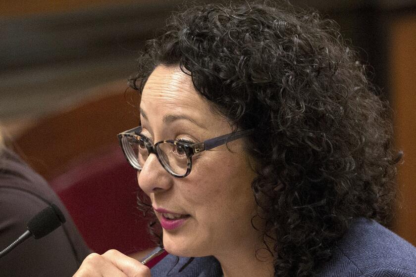FILE - In this June 22, 2016 file photo, Assemblywoman Cristina Garcia, D- Bell Gardens, speaks at the Capitol in Sacramento, Calif. (AP Photo/Rich Pedroncelli, File)
