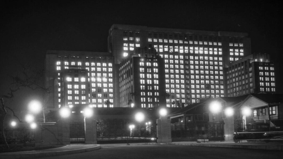 a large building with all the lights on at night