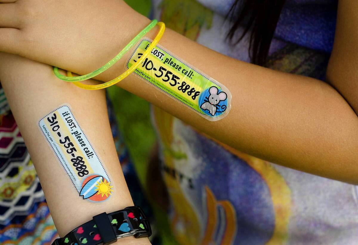 The Safetytat is a temporary tattoo on which you can write a phone number. They come six to a pack, with a marker.