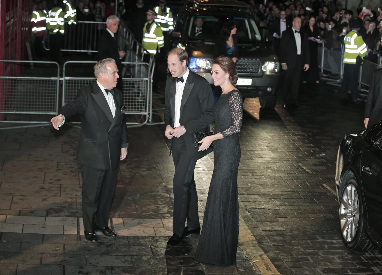 Britain's Prince William and Catherine, Duchess of Cambridge, arrive to attend the Nov. 13 Royal Variety Performance at the Palladium Theatre in London.