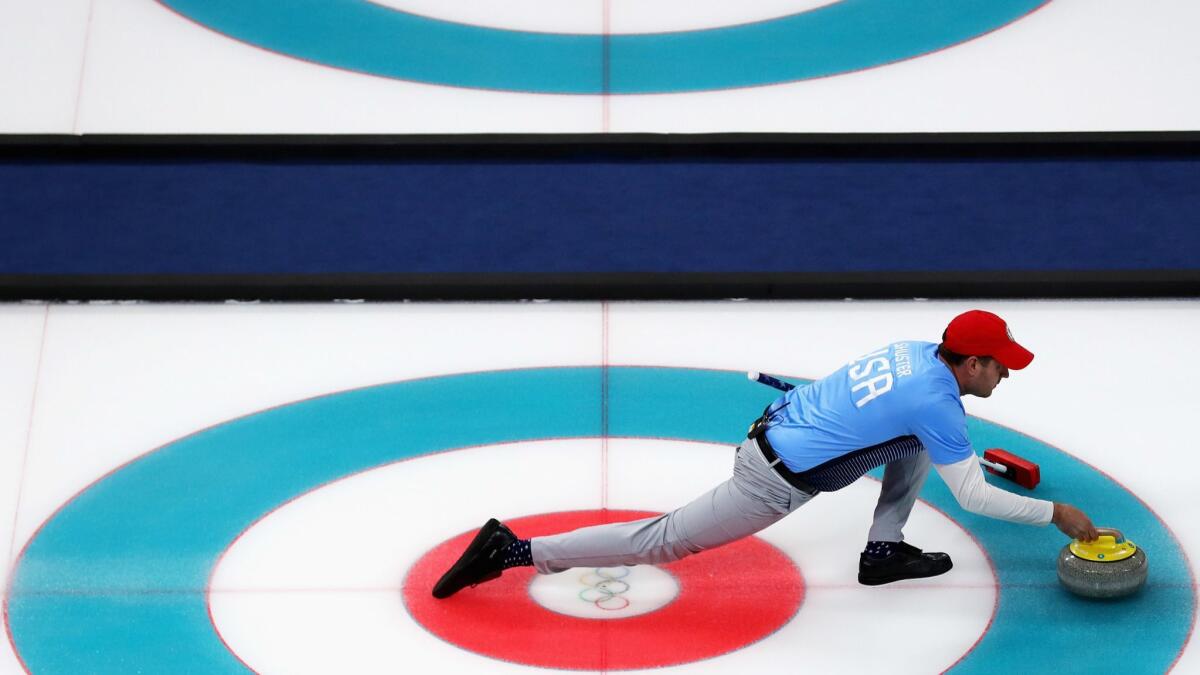 John Shuster is among the U.S. team members in the men's curling semifinals at the Winter Olympic Games held last month in South Korea. The team won gold, though its members won't be playing in Las Vegas this weekend.