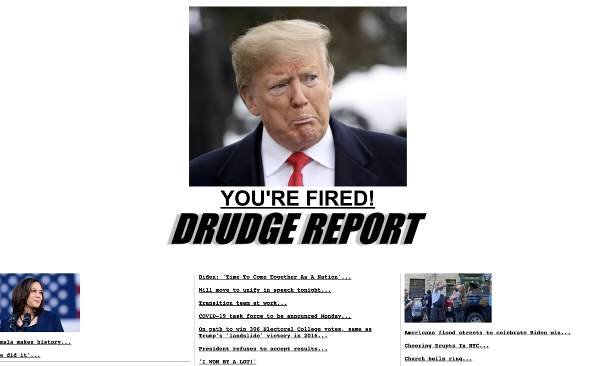 This is the drudgereport.com homepage after Joe Biden was elected president.