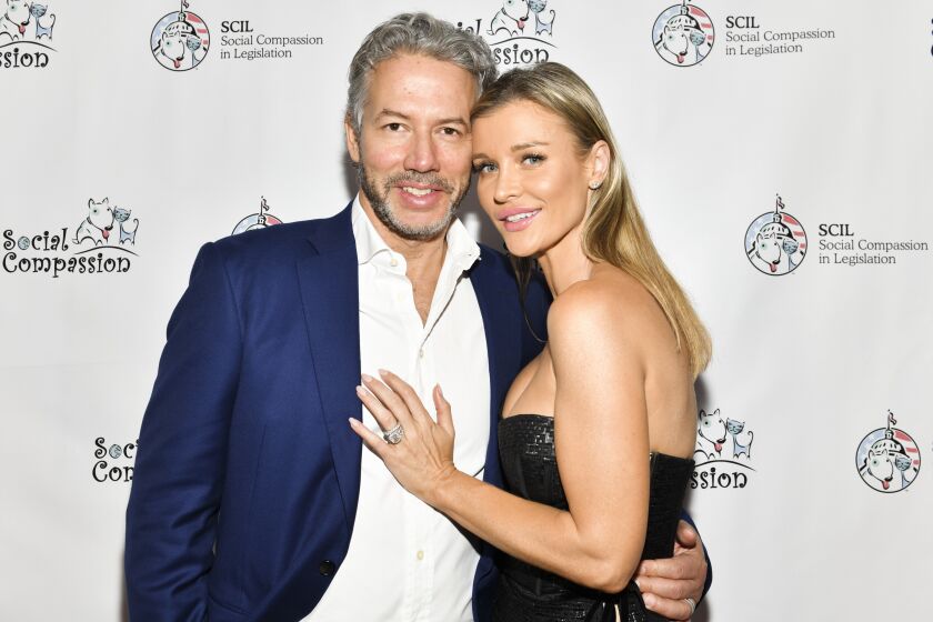 WEST HOLLYWOOD, CALIFORNIA - JANUARY 19: Joanna Krupa (R) and husband, Douglas Nunes attend the Social Compassion in Legislation Hosts "Sunset On Sunset" Event Honoring Animal-Rights Pioneers at Andaz West Hollywood on January 19, 2019 in West Hollywood, California. (Photo by Rodin Eckenroth/Getty Images)