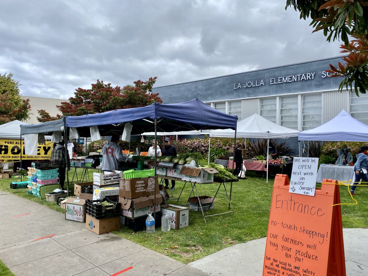 The Open Aire Market is back open along Girard Avenue at Genter Street on the grounds of La Jolla Elementary School.
