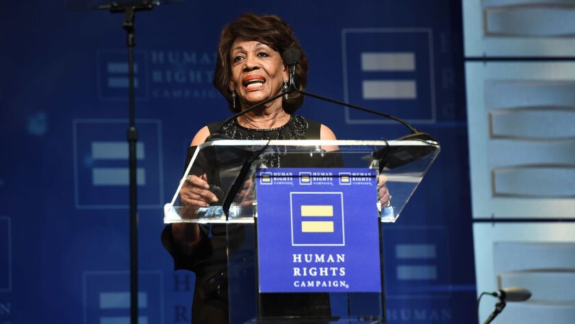 U.S. Rep. Maxine Waters at a Human Rights Campaign dinner in Los Angeles on March 10, 2018.