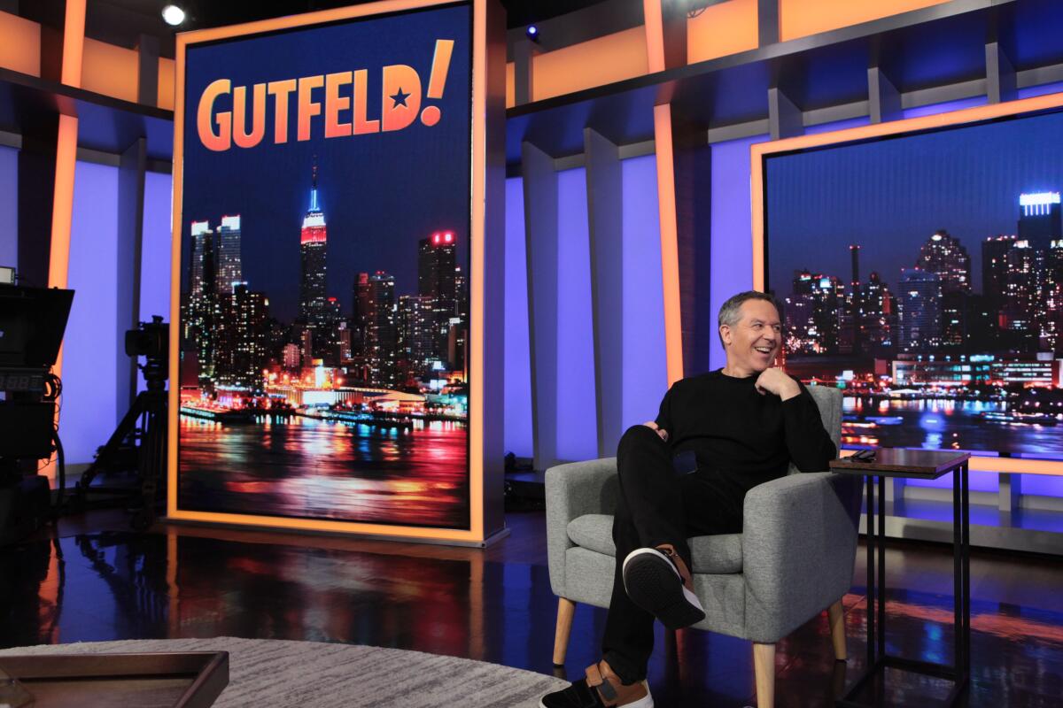 Greg Gutfeld on the set of his new Fox News late night show.