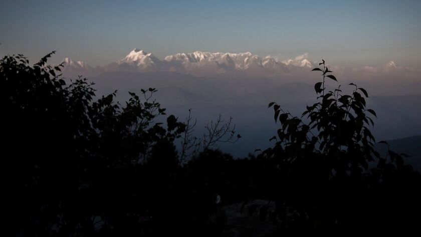 A view of the Himalayas from the hill station of Kausani in the northern Indian state of Uttarakhand on Nov. 13, 2015.