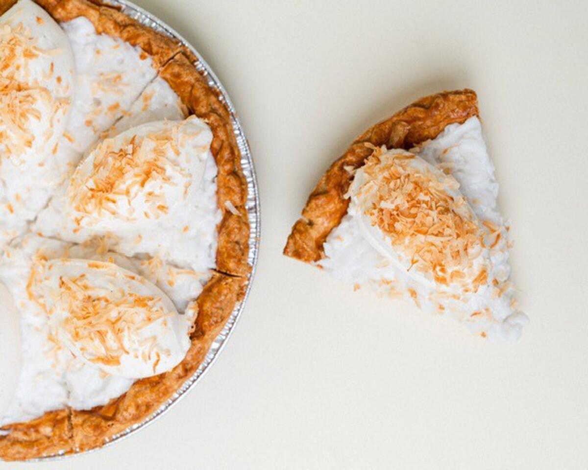 A coconut cream pie available at the adjacent Pop Pie Co. in Pacific Beach.