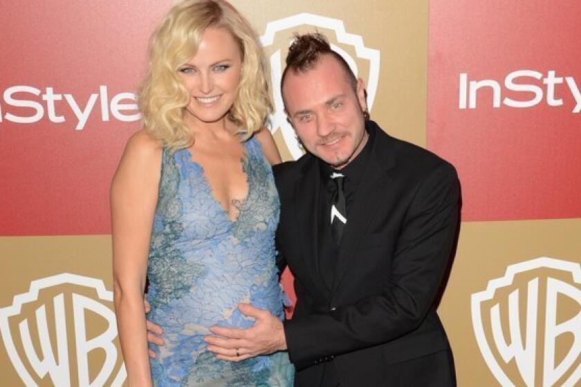 Malin Akerman and her husband, Roberto Zincone, who have welcomed a baby boy.