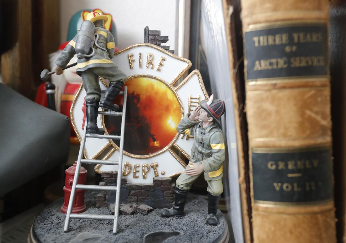 A few collectible items inn Bob Baker's home museum dedicated to the firefighting and paramedic service.