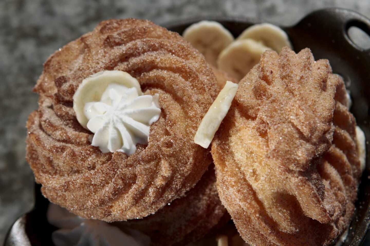 Despite the restaurant's modernist tendencies, the crullers appear untouched by science.