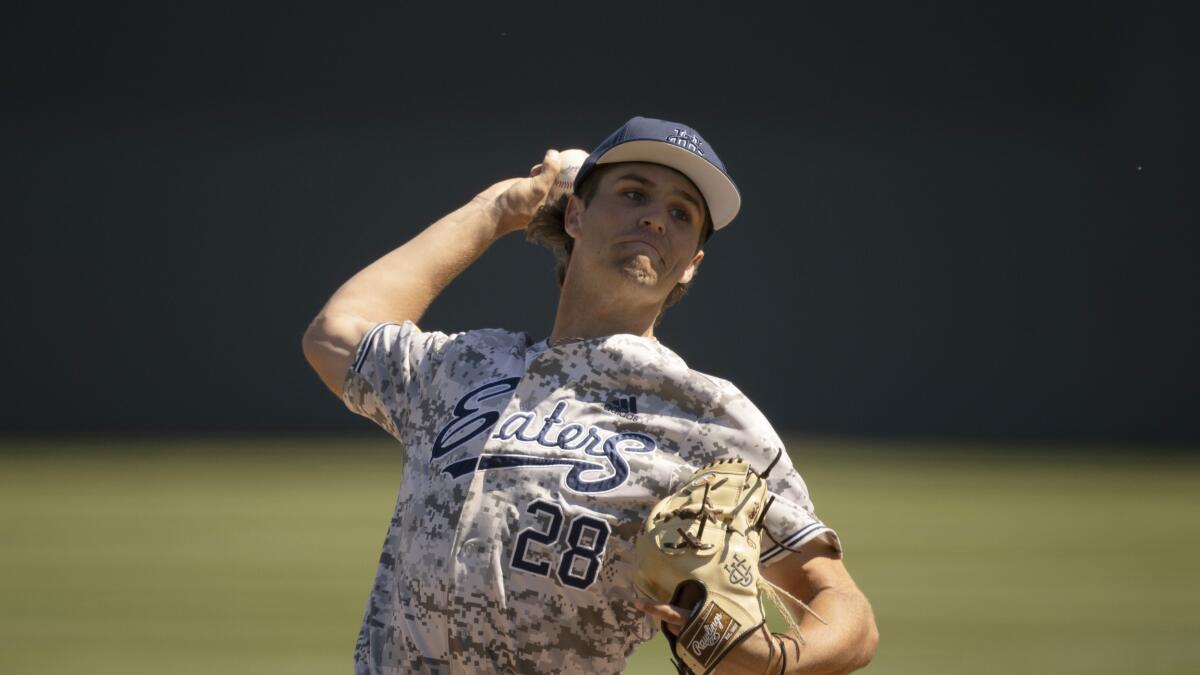 UC Irvine starting pitcher Trevor Hansen delivers against Long Beach State in March.